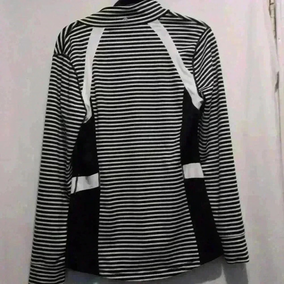 Women's ideology black and white stripe athletic jacket size Medium zip up - Picture 2 of 5